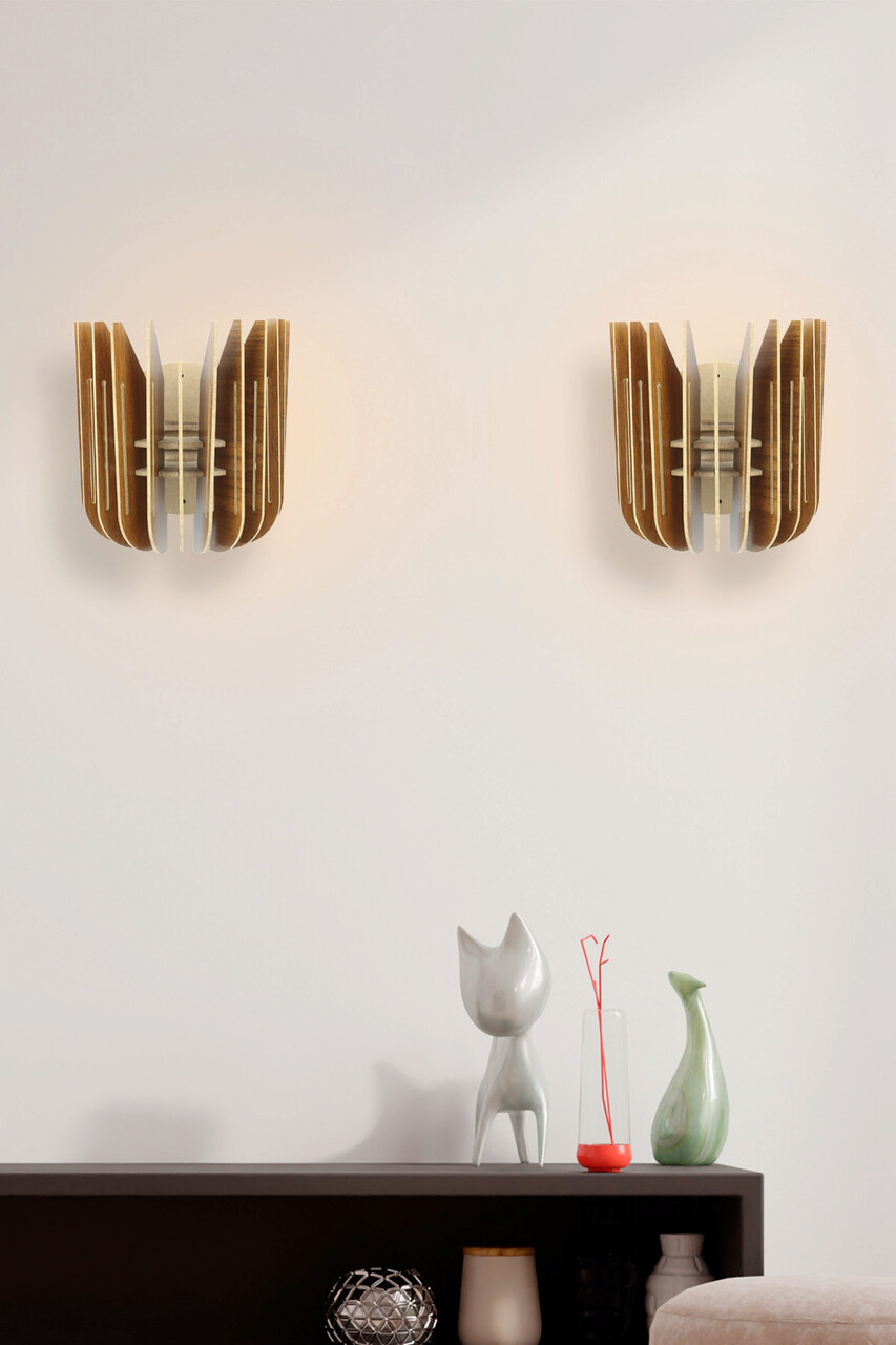 Aplica de perete, Opviq, 390FLH2128, Maro - imagine 3